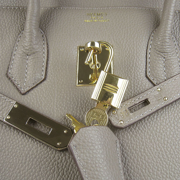 High Quality Fake Hermes Birkin 35CM Cattle Neck Veins Leather Bag khaki 6089